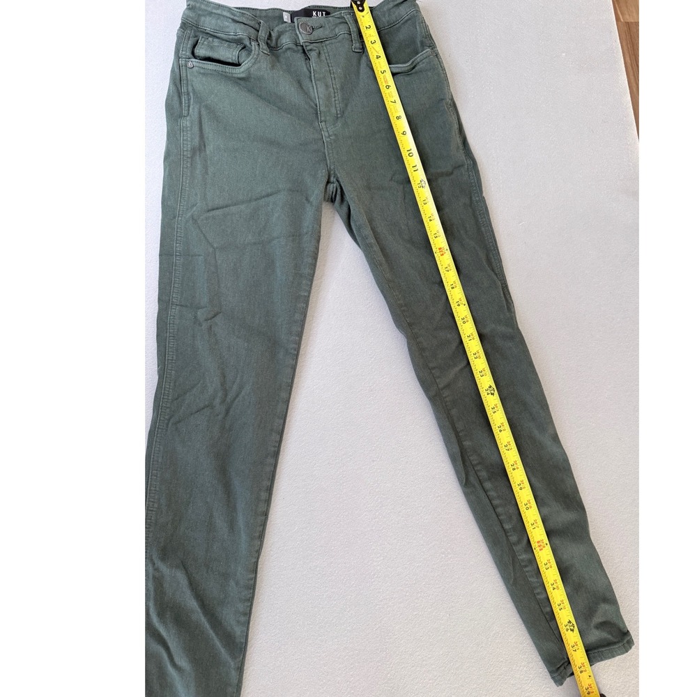 KUT from the Kloth Skinny Jeans Olive Green High Rise Pants Women 8 - Picture 4 of 6